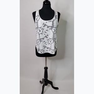 Karen Kane White Sequin Scoop Neck Tank (Size: XS)